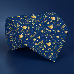 Cravate Chemise à noeud personnalisée motif coeur bleu et 