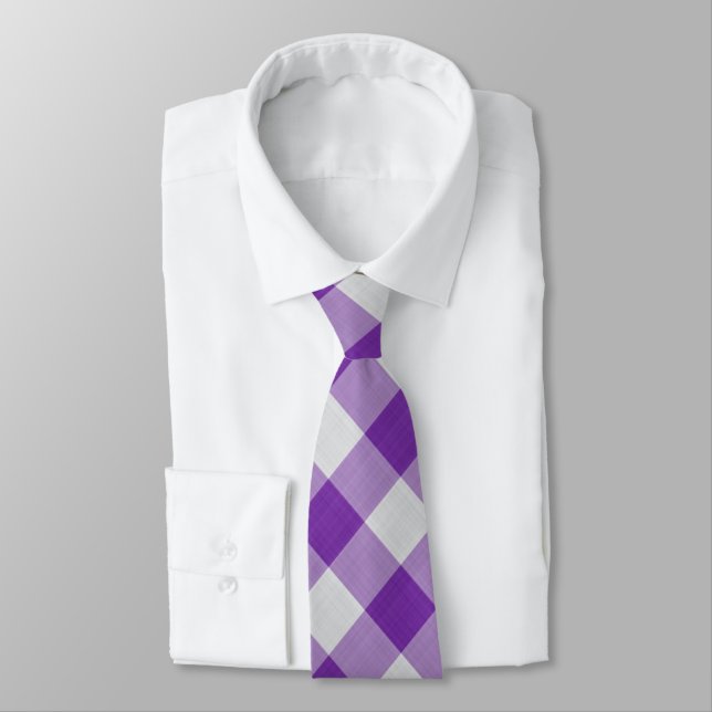 Cravate Chèques violets et blancs Cool Motif classique (Attaché)