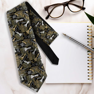 Cravate Chess Terms and Pieces Silver and Gold ID784