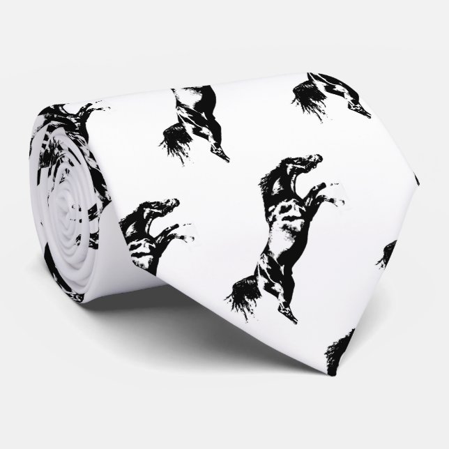 Cravate Cheval Blanc Noir Élevage (Roulé)