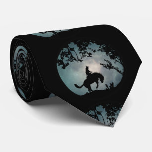 Cravate Cheval Bucking et Cowboy Pleine lune