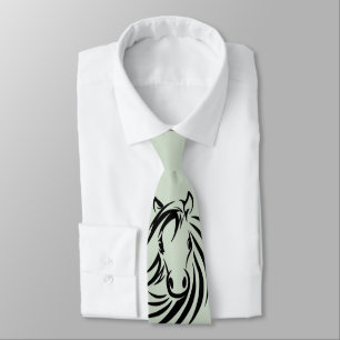 Cravate Cheval noir vert tête