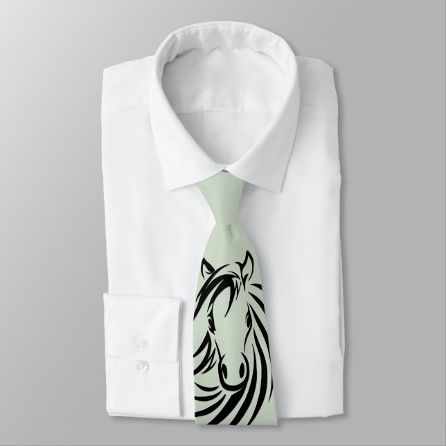 Cravate Cheval noir vert tête (Attaché)