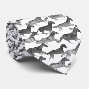 Cravate Chevaux d'aquarelle noire