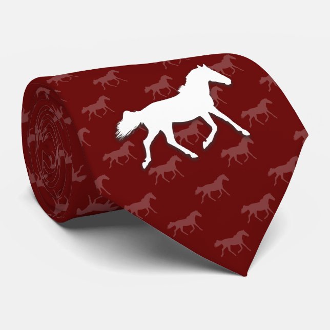 Cravate Chevaux Silhouette | Rouge foncé (Roulé)
