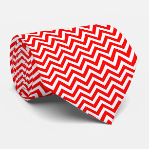 Cravate Chevron horizontal rouge et blanc moyen