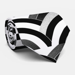 Cravate chevron noir/par blanc incurvé moderne sophistiqué