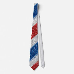 Cravate Chevron Rouge Blanc Bleu Pailleté Patriotique à Ra
