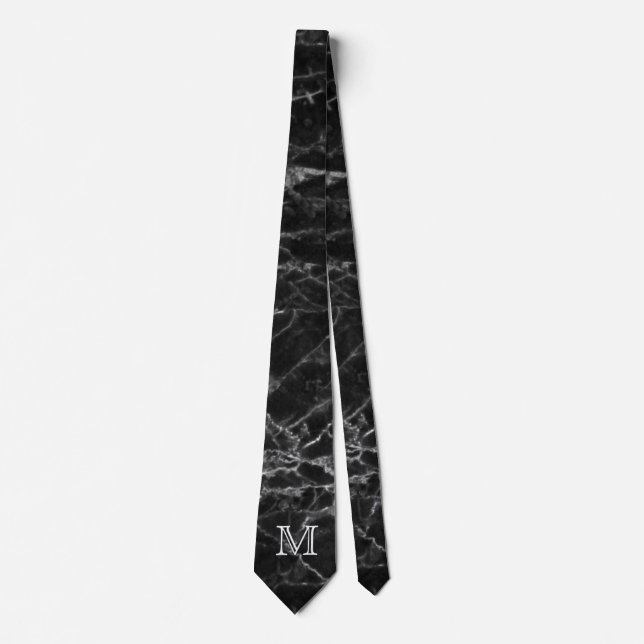 Cravate Chic Black Marble Pattern (Devant)