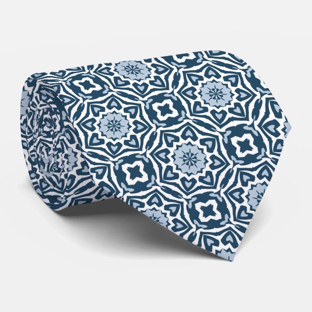 Cravate Chic Classique Hollandais Delft Blue Floral Art Mo (Roulé)