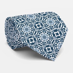 Cravate Chic Classique Motif Artistique Floral Bleu de Del