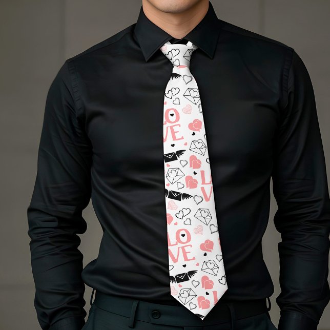 Cravate Chic Love Lettering Hand Drawn Heart Tie (Chic Love Lettering Hand Drawn Heart Tie)