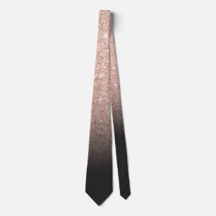 Cravate Chic rose or parties scintillant noir brillant mar