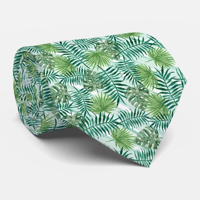 Cravate Chic Tropical Green Palm Tree Feuille Art d'été (Roulé)