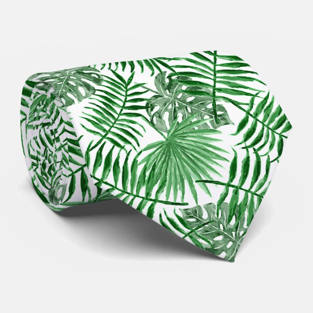 Cravate Chic Tropical Green Palm Tree Feuille Art d'été (Roulé)