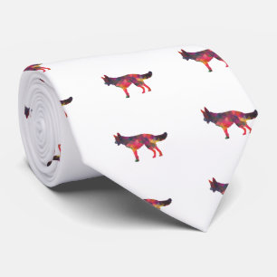 Cravate Chien berger allemand Motif géométrique Silhouette