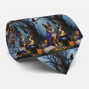 Cravate Chien berger belge Peinture Whimsical Halloween