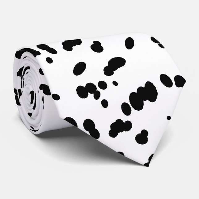 Cravate Chien dalmate noir et blanc Spots Motif (Roulé)
