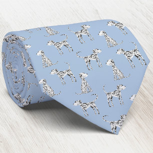 Cravate Chien Dalmatien Amusant Bleu Clair