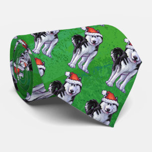 Cravate Chien de traîneau de fête dans le casquette de