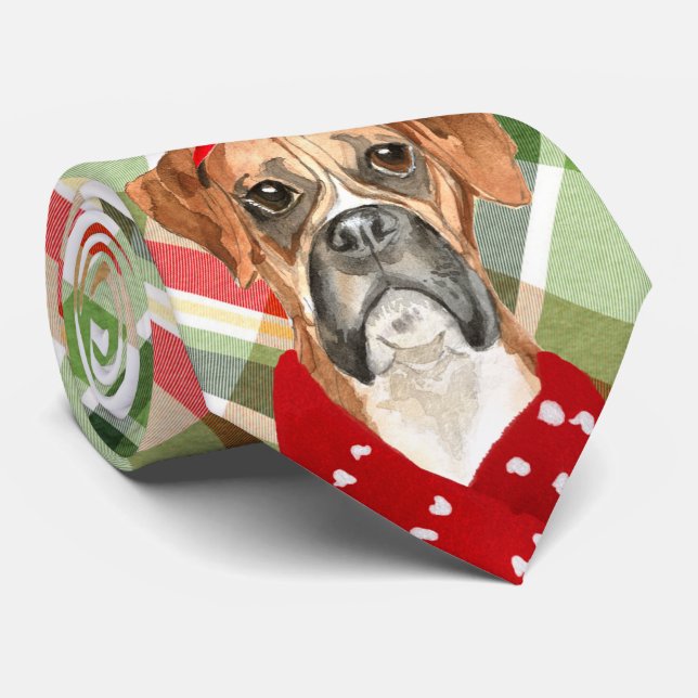 Cravate Chien de vacances Rouge et Vert Plaid Noël (Roulé)