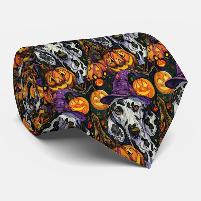 Cravate Chien éffrayant Dalmatien Halloween sorcière et Ci (Roulé)