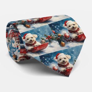Cravate Chien maltais dans la corniche laissez passer Noël