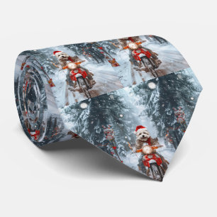 Cravate Chien maltais équitation moto Noël
