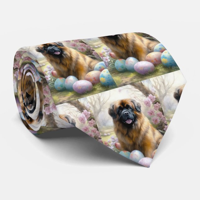 Cravate Chien Mastiff Tibétain avec Vacances de Œufs de Pâ (Roulé)