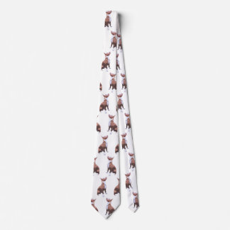 Cravate Chien motif marron et blanc tendance Pit Bull 