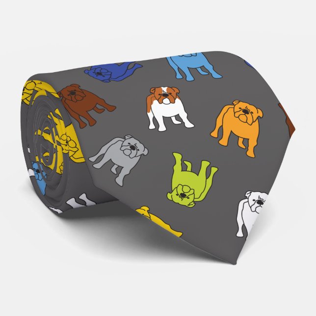 Cravate Chien multicolore anglais coloré (Roulé)