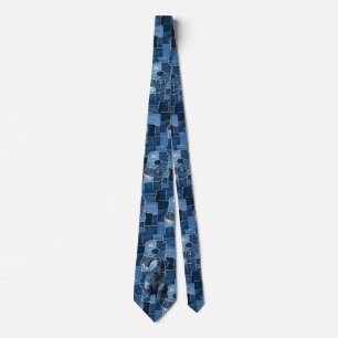 Cravate Chien Patchwork Art Denim