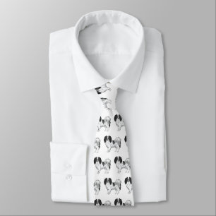 Cravate Chien Phalène Noir à Motif Détaillé Cadeau pour Am