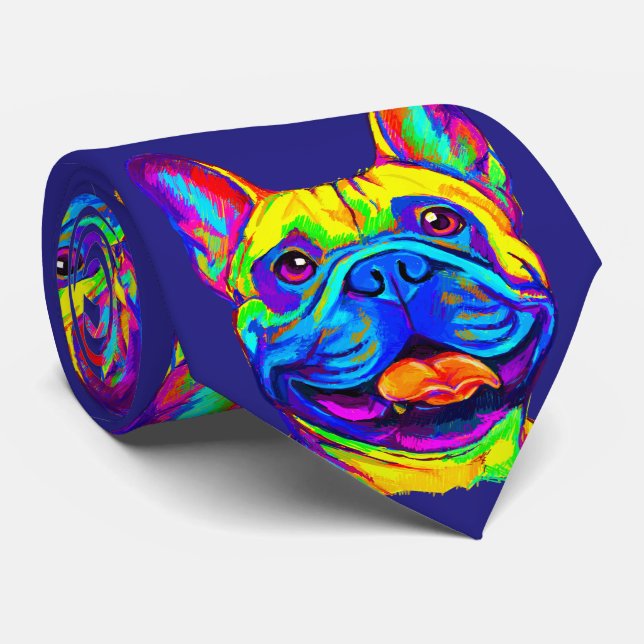 Cravate Chien-taureau français aux couleurs (Roulé)