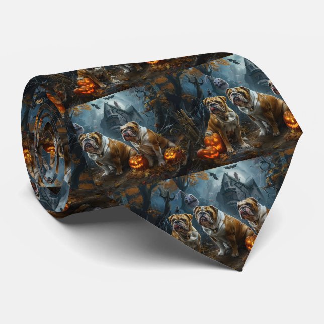 Cravate Chien-taureau Halloween nuit Chien de nuit plaisir (Roulé)