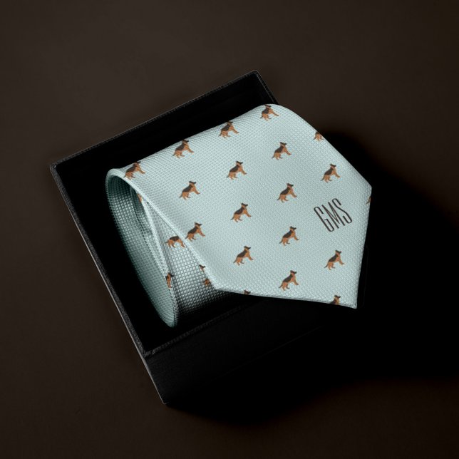 Cravate Chiens bergers allemands Motif Monogramme (Créateur téléchargé)