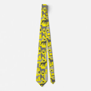 Cravate Chiens et pattes motif 03.b B Jaune BG