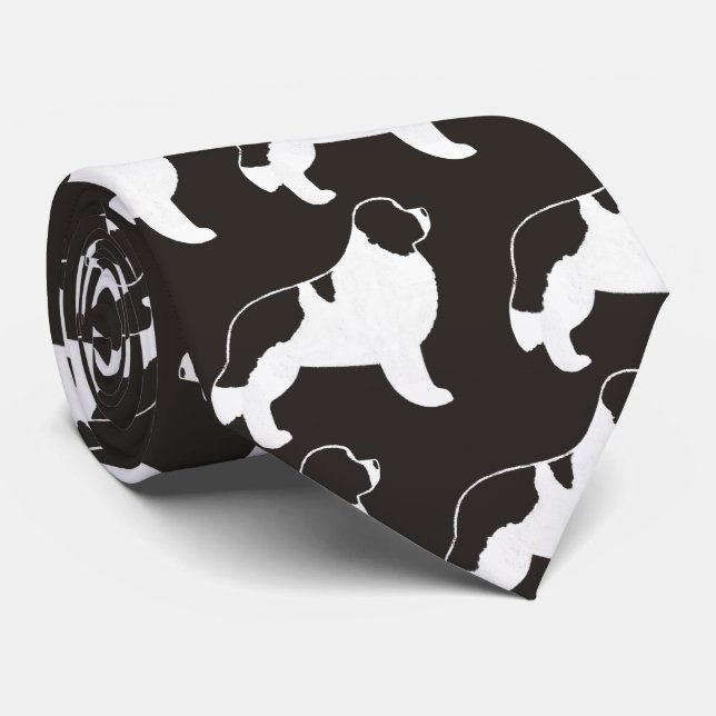 Cravate Chiens Motifs des silhouettes de Terre-Neuve-et-La (Roulé)