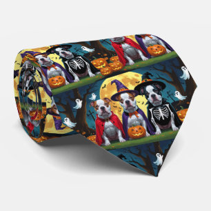 Cravate Chiens Pitbull Citrouille Halloween Drôle