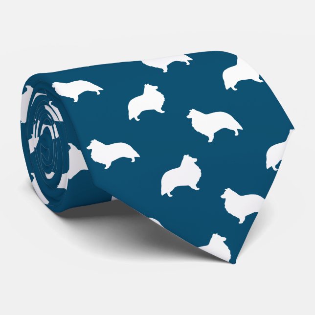 Cravate Chiens Shetland Sheepdog Silhouettes Motif Sheltie (Roulé)