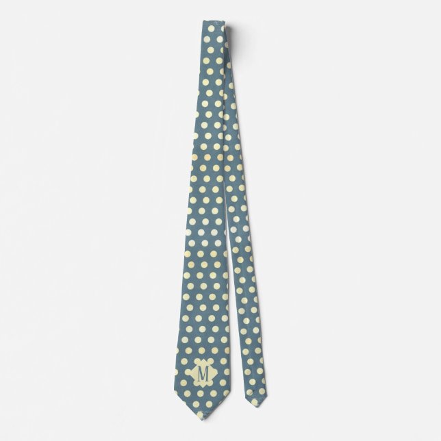 Cravate Chiffon et ardoise Gris Pois Monogramme Necktie (Devant)