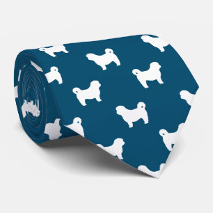 Cravate Chih Tzu Silhouettes Motif Bleu et Blanc