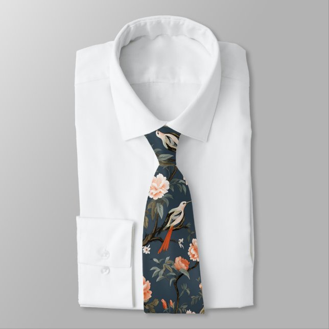 Cravate Chinoiserie sur Denim Blue (Attaché)