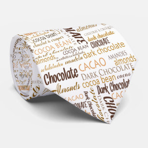 Cravate Chocolat Lover Typographie multilingue Mot Cloud