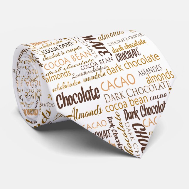 Cravate Chocolat Lover Typographie multilingue Mot Cloud (Roulé)