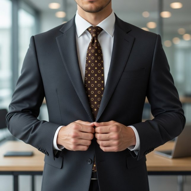 Cravate Chocolate Brown & Gold Polka Dot (Créateur téléchargé)