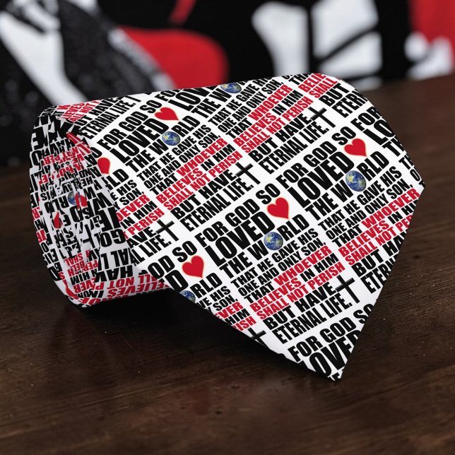 Cravate Christian Bible Verse John 3:16 Custom Necktie (Créateur téléchargé)