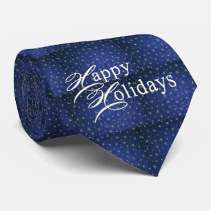 Cravate Christmas Blue Glitter Happy Holidays Men's Tie