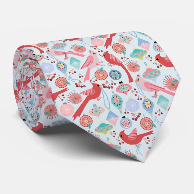 Cravate Christmas Cardinals Midcentury Modern Neck Tie (Roulé)