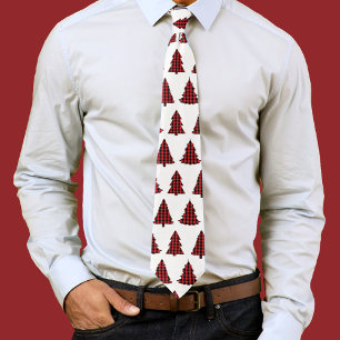 Cravate Christmas Holiday Cute Tree Buffalo Plaid Motif